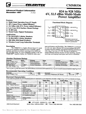 CMM0336-AK-00S0 Datasheet PDF Celeritek, Inc.