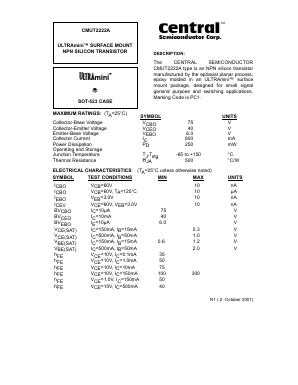 CMUT2222A Datasheet PDF Central Semiconductor