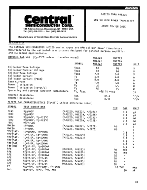 MJE220 Datasheet PDF Central Semiconductor