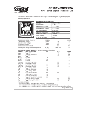CP191V-2N2222A Datasheet PDF Central Semiconductor