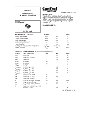 CMUT5401 Datasheet PDF Central Semiconductor