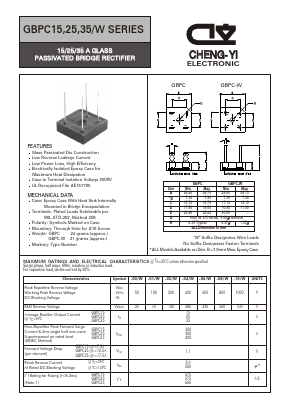 GBPC1500 Datasheet PDF CHENG-YI ELECTRONIC CO., LTD.