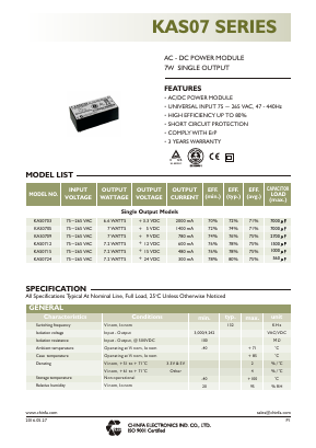 KAS0724 Datasheet PDF CHINFA ELECTRONICS
