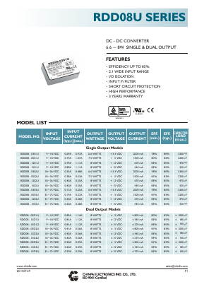 RDD08-03S1U Datasheet PDF CHINFA ELECTRONICS