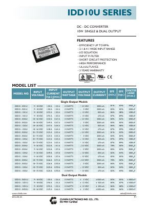IDD10-12S3U Datasheet PDF CHINFA ELECTRONICS
