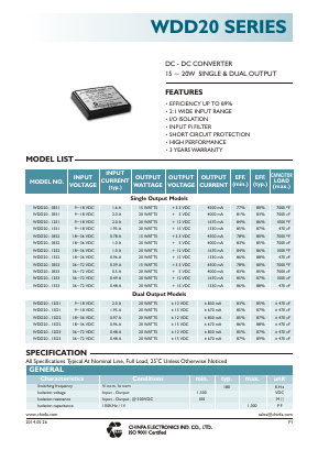WDD20-03S1 Datasheet PDF CHINFA ELECTRONICS
