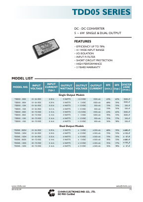 TDD05-05D5 Datasheet PDF CHINFA ELECTRONICS