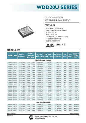 WDD20-03S5U Datasheet PDF CHINFA ELECTRONICS