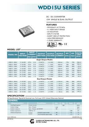 WDD15U Datasheet PDF CHINFA ELECTRONICS