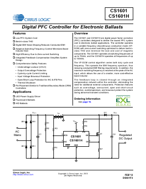 CS1601H-FSZ Datasheet PDF Cirrus Logic