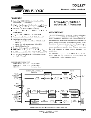 CS8952T Datasheet PDF Cirrus Logic