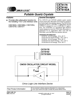 CXT8192 Datasheet PDF Cirrus Logic