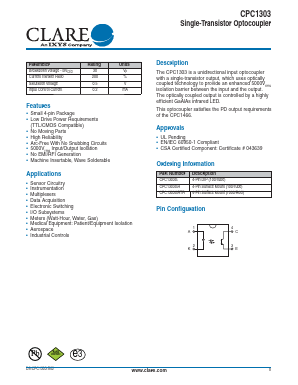 CPC1303G Datasheet PDF Clare Inc  => IXYS