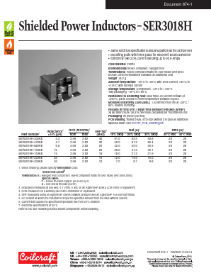 SER3018H Datasheet PDF Coilcraft Inc