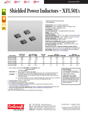 XFL5018-332MTC Datasheet PDF Coilcraft Inc