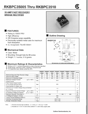RKBPC35005 Datasheet PDF Collmer Semiconductor