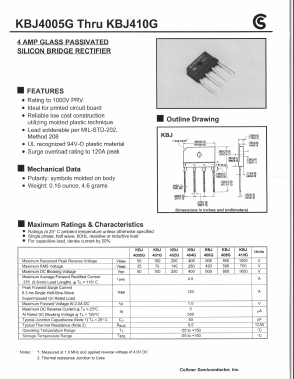 KBJ4005G Datasheet PDF Collmer Semiconductor