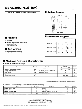 ESAC39N Datasheet PDF Collmer Semiconductor