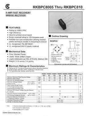RKBPC801 Datasheet PDF Collmer Semiconductor