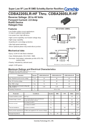 CDBA260SLR-HF Datasheet PDF ComChip