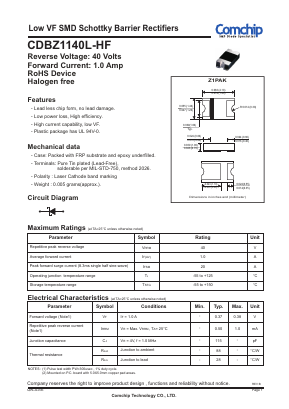 CDBZ1140L-HF Datasheet PDF ComChip