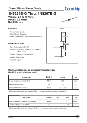 1N5225B-G Datasheet PDF ComChip