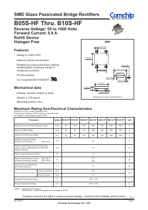 B6S-HF Datasheet PDF ComChip