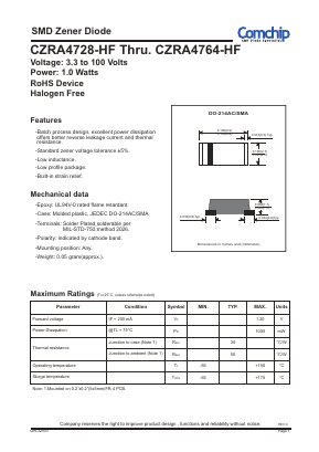 CZRA4731-HF Datasheet PDF ComChip