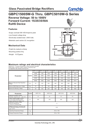 GBPC5001W-G Datasheet PDF ComChip