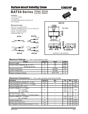 BAT54 Datasheet PDF ComChip
