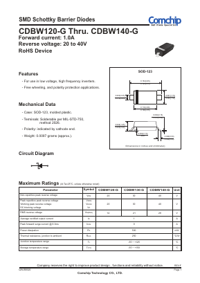 CDBW140-G Datasheet PDF ComChip