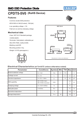 CPDT5-5V0 Datasheet PDF ComChip