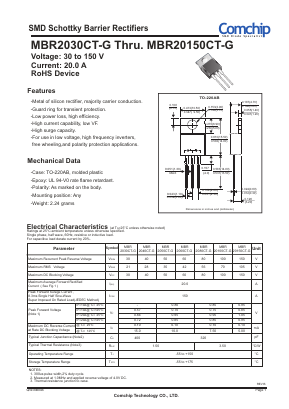 MBR20100CT-G Datasheet PDF ComChip