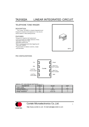 TA31002A Datasheet PDF Contek Microelectronics