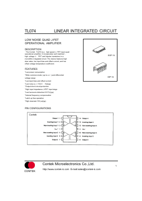 TL074AC Datasheet PDF Contek Microelectronics