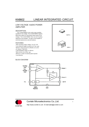 KA8602 Datasheet PDF Contek Microelectronics