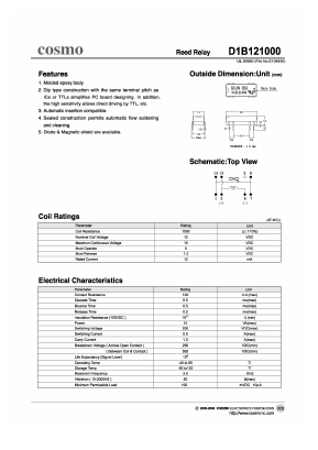 D1B121000 Datasheet PDF COSMO Electronics
