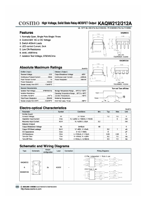 1KAQW212A Datasheet PDF COSMO Electronics