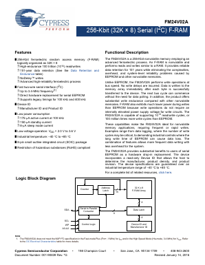 FM24V02A Datasheet PDF Cypress Semiconductor
