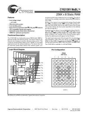 CY62136VL-70BAI Datasheet PDF Cypress Semiconductor