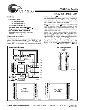 CY62128V-70SCT Datasheet PDF Cypress Semiconductor