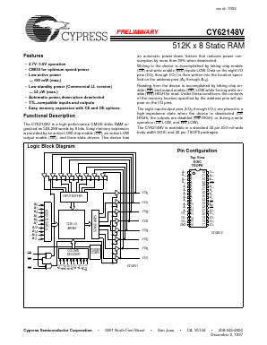 CY62148VL-70SCT Datasheet PDF Cypress Semiconductor