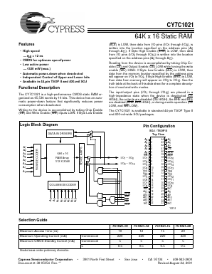 7C1021-12 Datasheet PDF Cypress Semiconductor