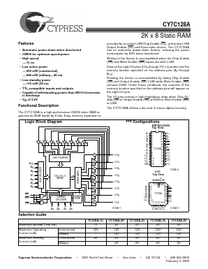 CY7C128A-20DMB Datasheet PDF Cypress Semiconductor