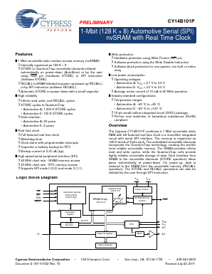 CY14B101P-SFXE Datasheet PDF Cypress Semiconductor