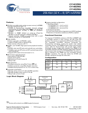 CY14B256Q2A-SXI Datasheet PDF Cypress Semiconductor