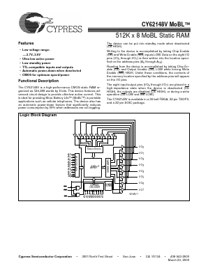 CY62148VLL-70SI Datasheet PDF Cypress Semiconductor