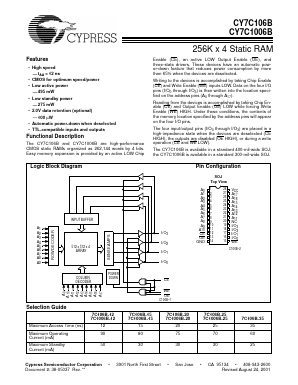 CY7C1006B-12 Datasheet PDF Cypress Semiconductor