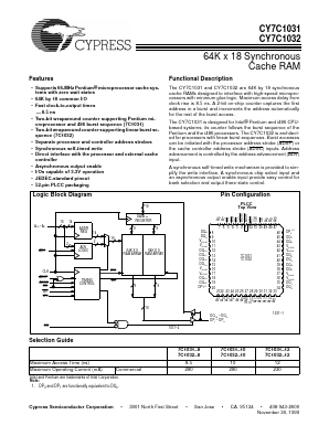 CY7C1032-8JCT Datasheet PDF Cypress Semiconductor