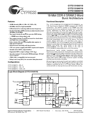 CY7C1320AV18-167BZC Datasheet PDF Cypress Semiconductor